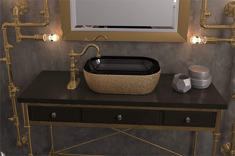 Раковина-чаша Mira 51 MR-5141BY Черная Золото от магазина ЛесКонПром.ру