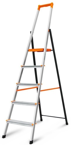 Стремянка алюминиевая анодированная Эйфель 5 ступеней (арт. Фаворит-Профи 105) от магазина ЛесКонПром.ру