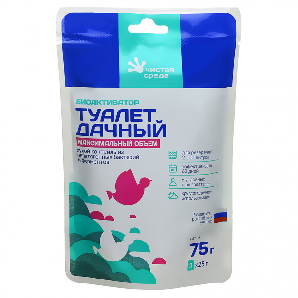 Биоактиватор Туалет дачный 75 г от магазина ЛесКонПром.ру