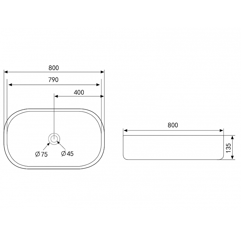Раковина-чаша Abber Bequem 80 AC2110MLG Светло-серая матовая от магазина ЛесКонПром.ру