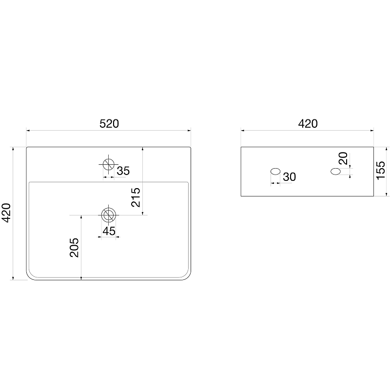 Раковина Owl 1975 Vinkel 52 OWLB191033 Белый глянец от магазина ЛесКонПром.ру