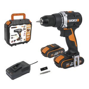 Дрель-шуруповерт аккумуляторная WORX WX102, 20В, 60Нм, бесщеточная, 2Ач х2, ЗУ, кейс