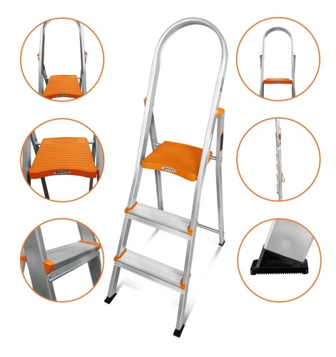 Стремянка алюминиевая Эйфель 3 ступени (арт. Мечта 103) от магазина ЛесКонПром.ру