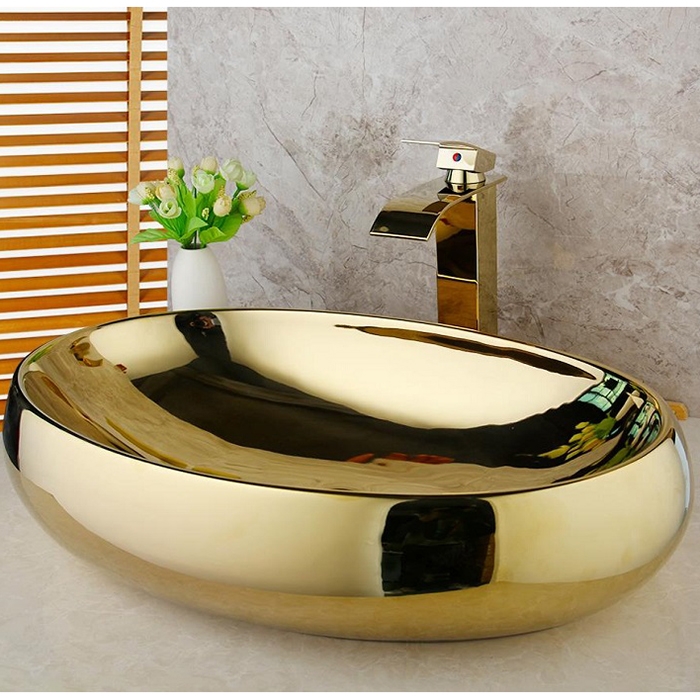 Раковина-чаша CeramaLux 48 433GG Золотая от магазина ЛесКонПром.ру