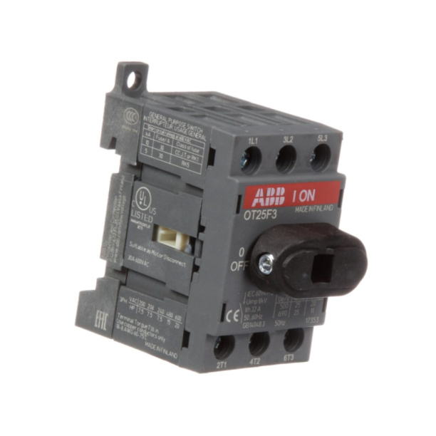 Рубильник ABB трехполюсной OT25F3 25 А от магазина ЛесКонПром.ру