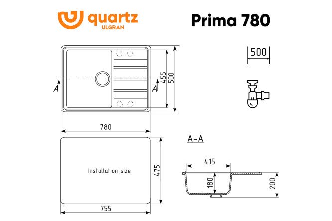 Мойка  ULGRAN Prima 80532002 от магазина ЛесКонПром.ру