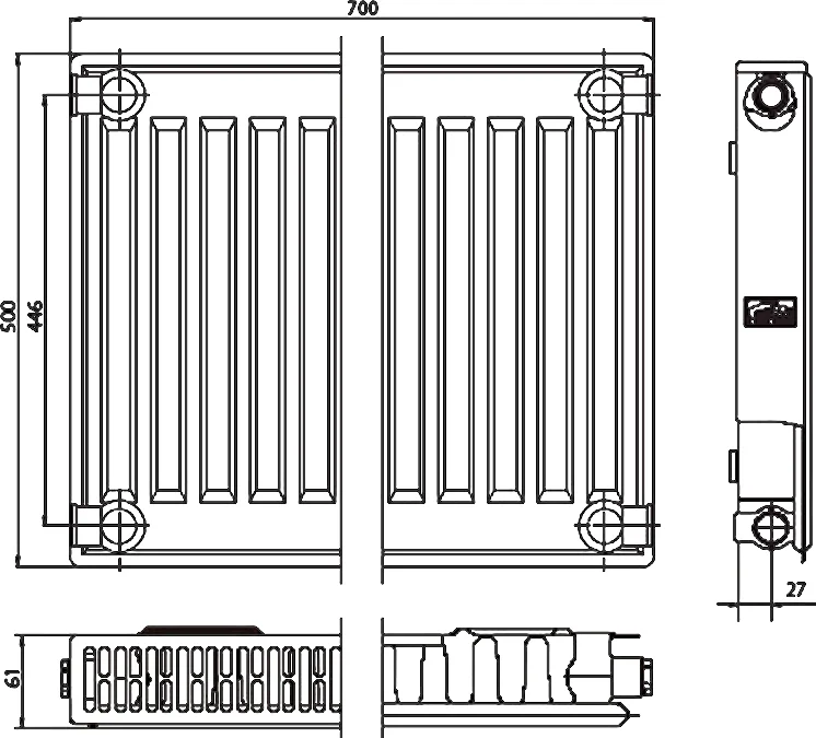 Радиатор стальной Kermi FKO FK0110500701N2Y панельный тип 11 от магазина ЛесКонПром.ру