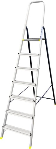 Стремянка алюминиевая усиленная со стальной задней ногой Алюмет 7 ступеней арт. АМS 7807 от магазина ЛесКонПром.ру