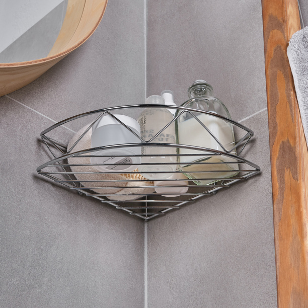 Полка сетчатая Verran Зигзаг 1-ярусная угловая хром от магазина ЛесКонПром.ру