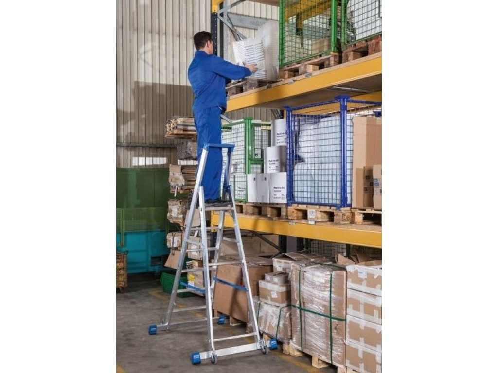 Стремянка алюминиевая Krause Stabilo с траверсой 7 ступеней (арт. 127310) от магазина ЛесКонПром.ру