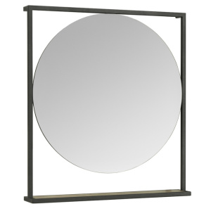 Зеркало AQUATON Лофт 90х80 см с полкой в металлической раме круглое