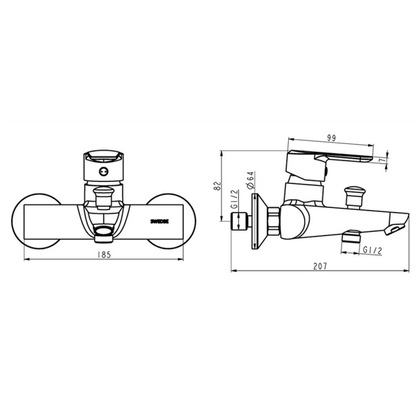 Смеситель для ванны SWEDBE Olymp от магазина ЛесКонПром.ру