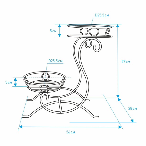 Подставка для цветов Лиана 28х56х57 см от магазина ЛесКонПром.ру