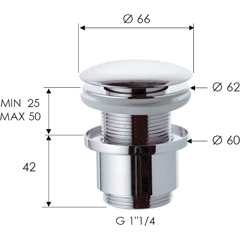Донный клапан Remer 904CC2114 click-clack Хром от магазина ЛесКонПром.ру