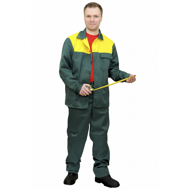Костюм Стандарт куртка/брюки 112-116 рост 182-188 зеленый с желтым от магазина ЛесКонПром.ру