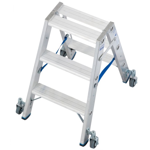 Стремянка алюминиевая двухсторонняя Krause Stabilo с роликами 2х3 ступени (арт. 124814) от магазина ЛесКонПром.ру